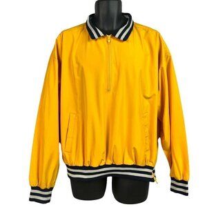 Munsingwear Mens 1/2 Zip Pullover Windbreaker Jacket Yellow Mesh Lined Medium